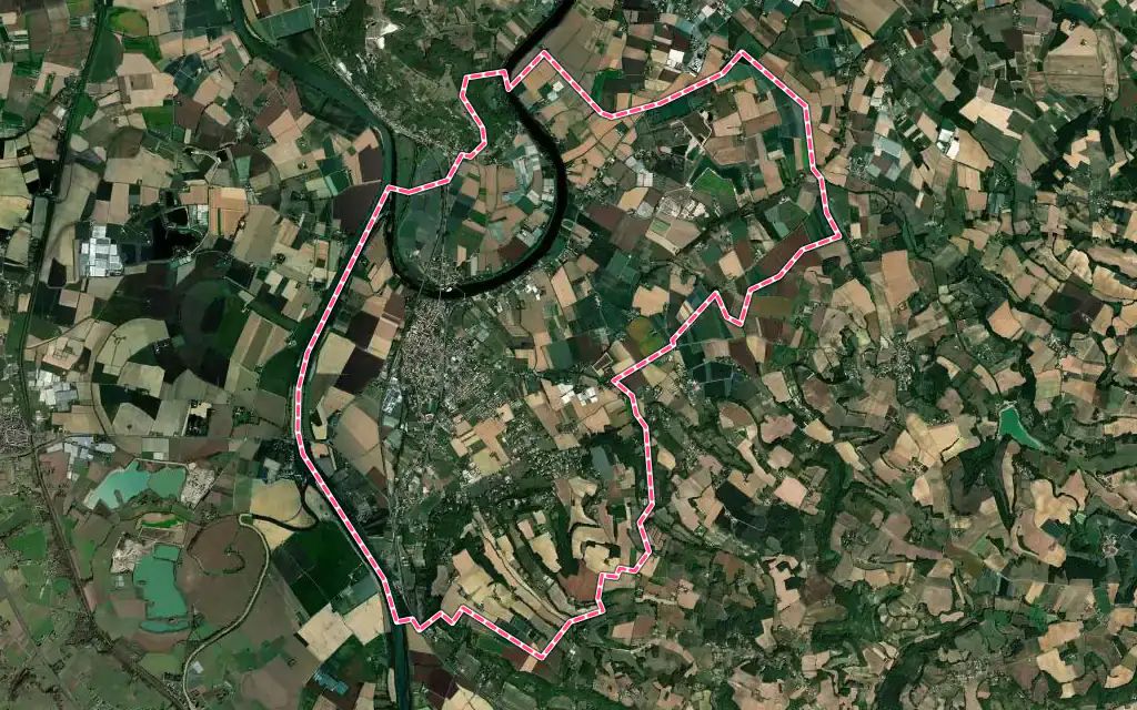 Vue satellite de Aiguillon avec ses contours administratifs