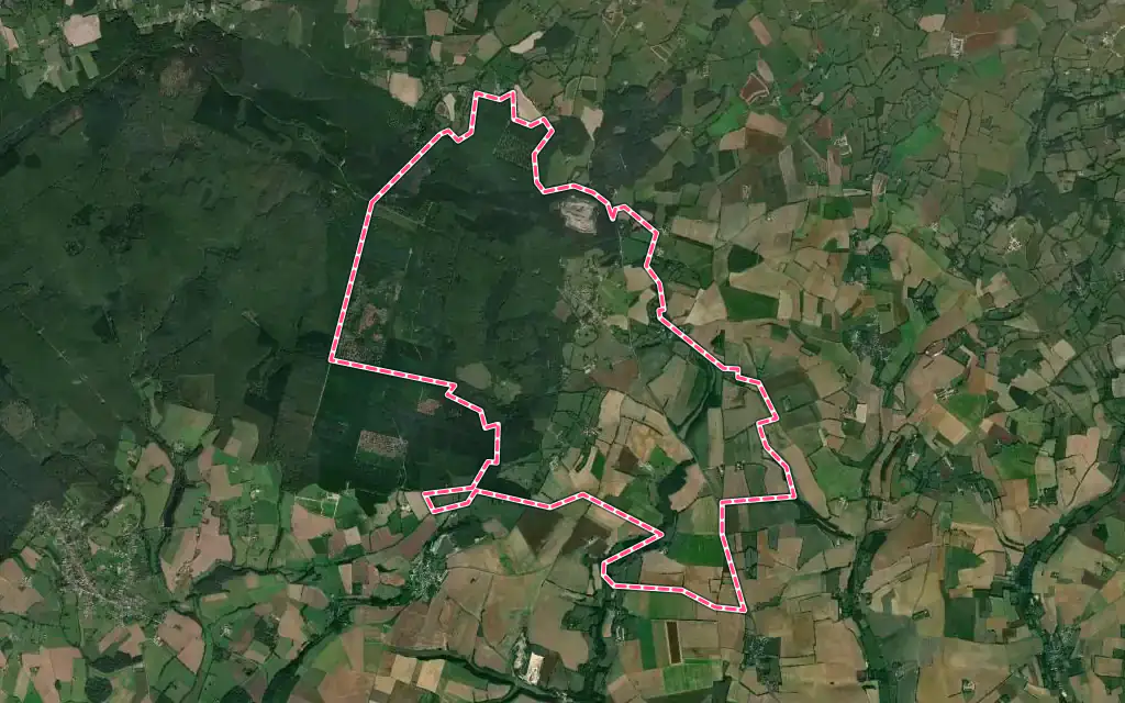 Vue satellite de Aillières-Beauvoir avec ses contours administratifs