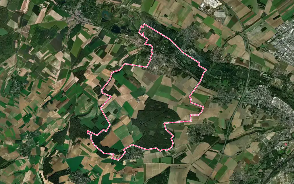 Vue satellite de Ailly-sur-Somme avec ses contours administratifs