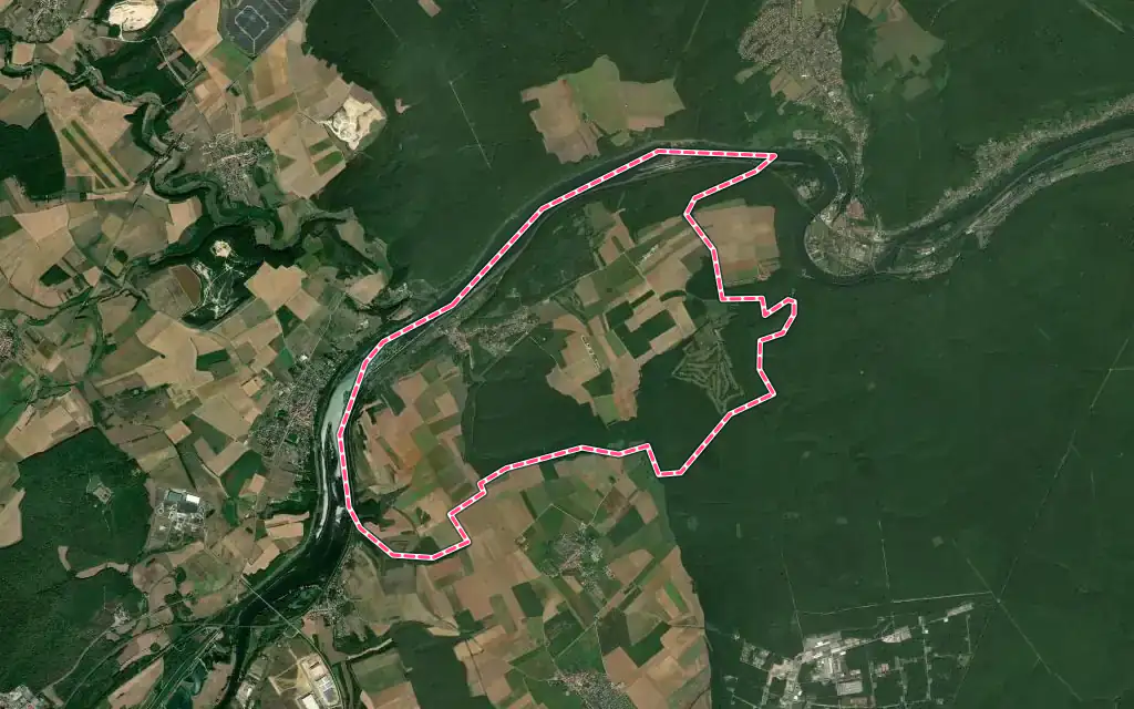 Vue satellite de Aingeray avec ses contours administratifs