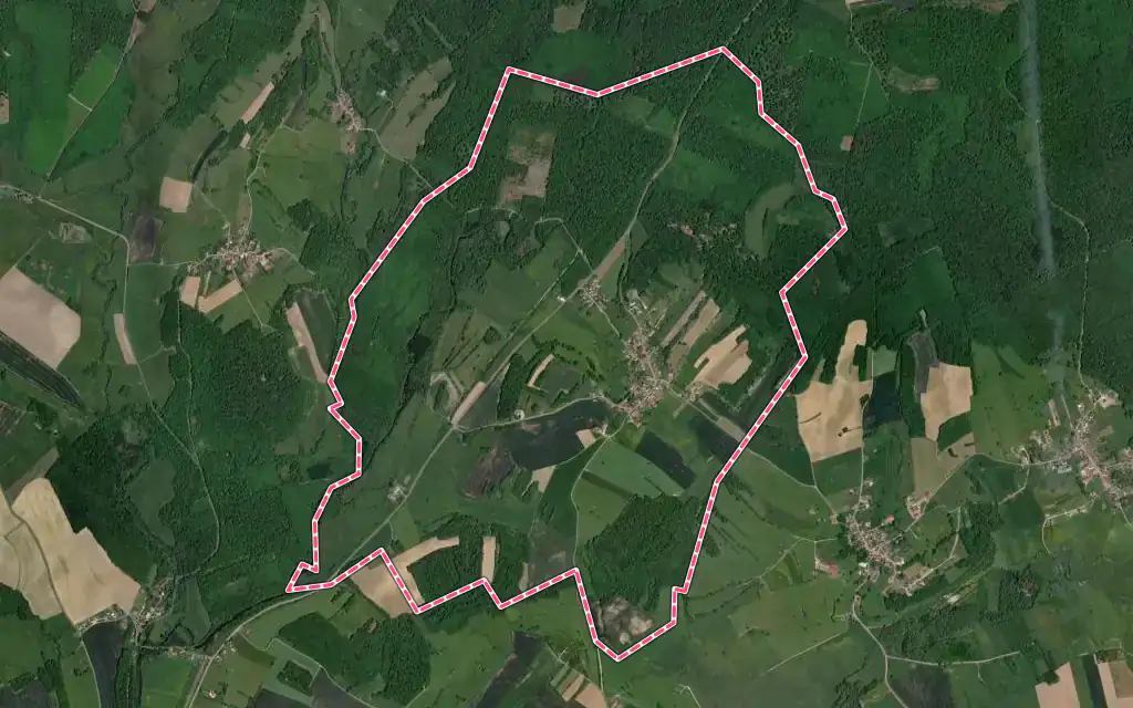 Vue satellite de Ainvelle avec ses contours administratifs