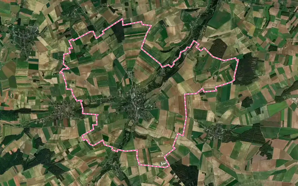Vue satellite de Airaines avec ses contours administratifs