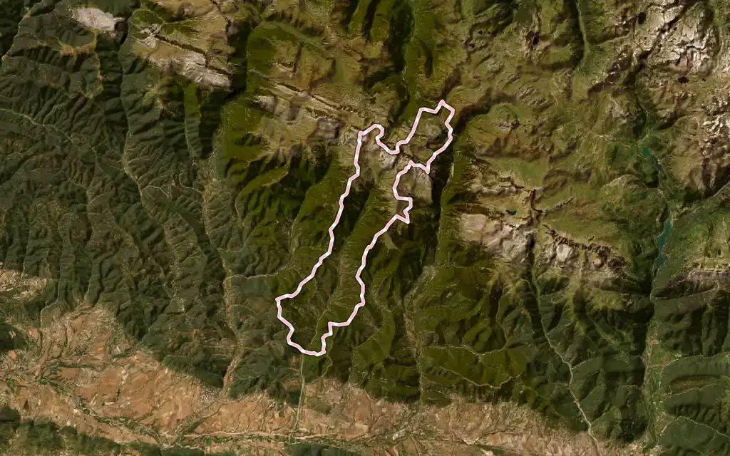 Vista satélite de Aísa con su contorno administrativo