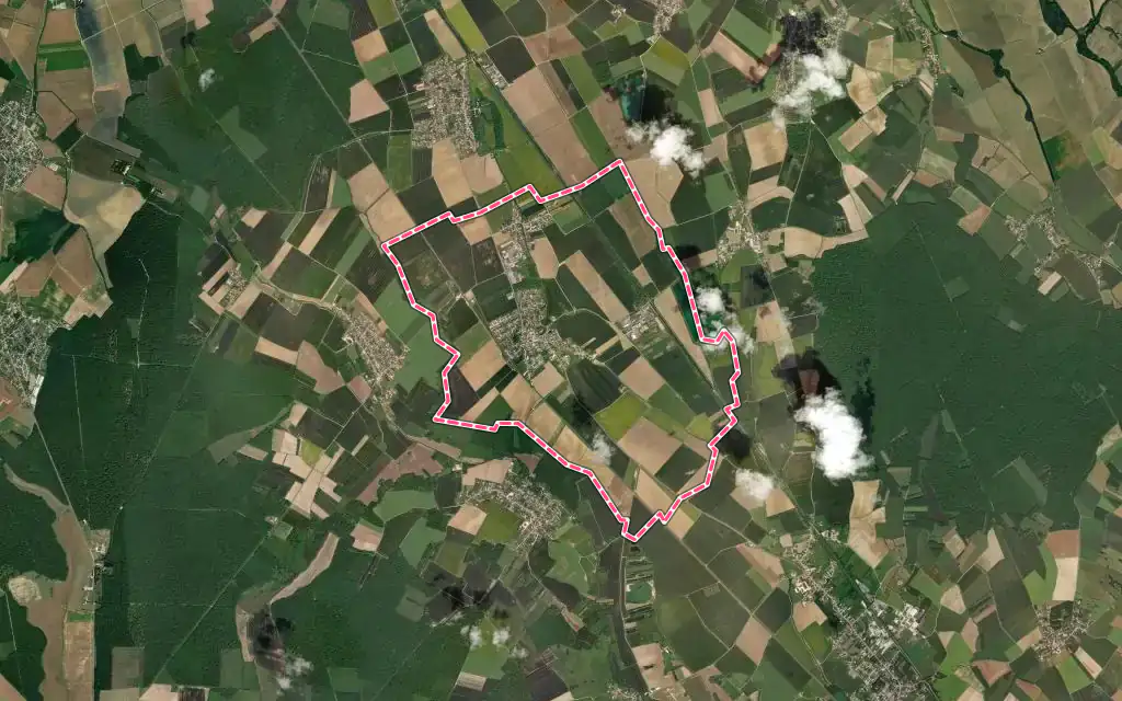 Vue satellite de Aiserey avec ses contours administratifs