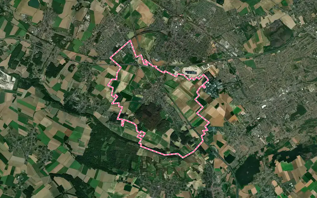 Vue satellite de Aix-Noulette avec ses contours administratifs