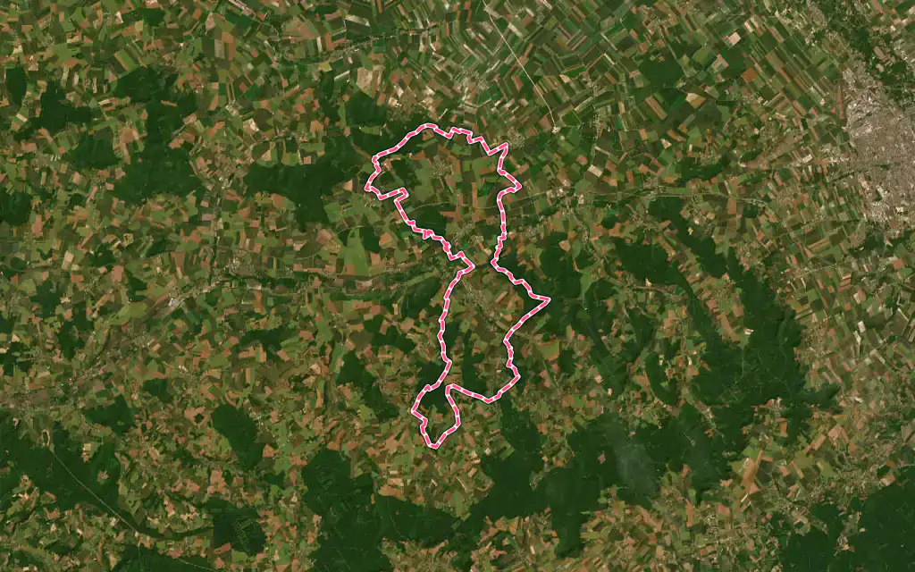 Vue satellite de Aix-Villemaur-Pâlis avec ses contours administratifs