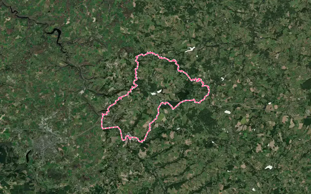 Vue satellite de Ajain avec ses contours administratifs