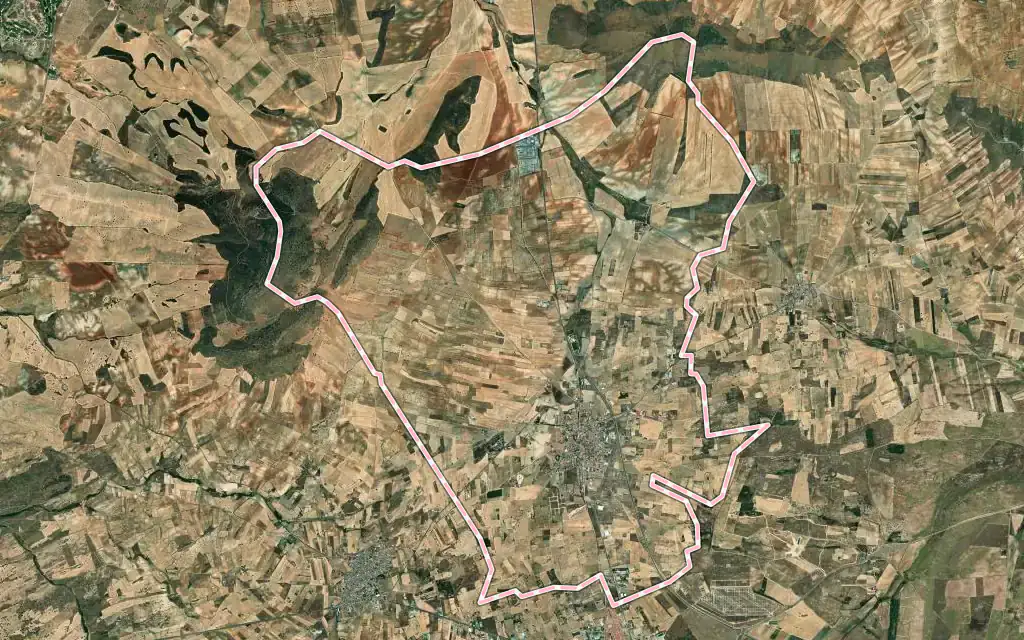 Vista satélite de Ajofrín con su contorno administrativo
