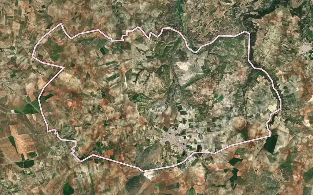 Vista satélite de Alameda con su contorno administrativo