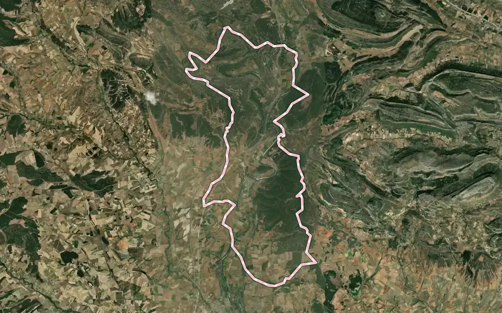 Vista satélite de Alar del Rey con su contorno administrativo