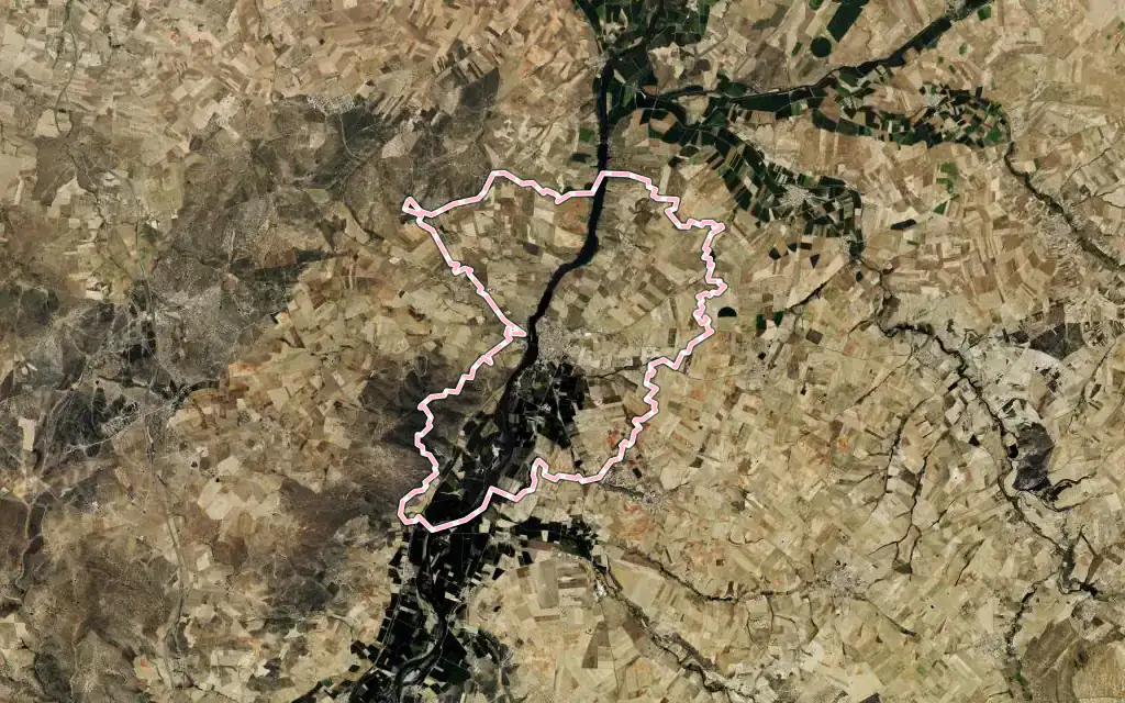 Vista satélite de Alba de Tormes con su contorno administrativo