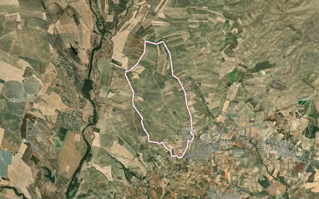Vista satélite de Albaida del Aljarafe con su contorno administrativo