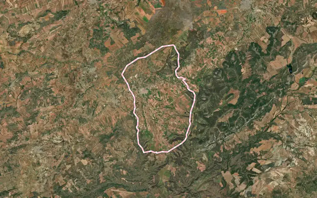 Vista satélite de Albaladejo con su contorno administrativo