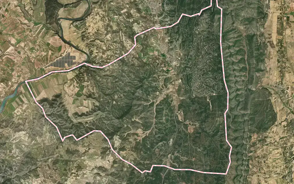 Vista satélite de Albalate de Zorita con su contorno administrativo