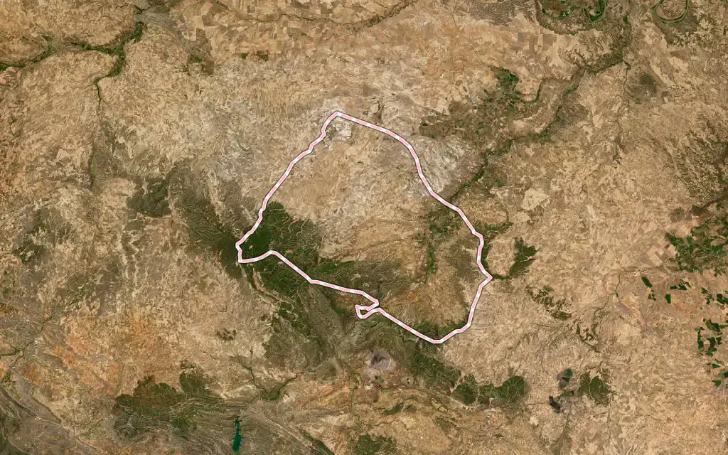 Vista satélite de Albalate del Arzobispo con su contorno administrativo