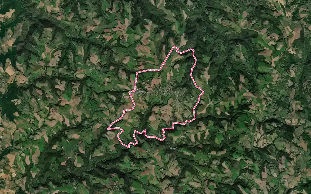 Vue satellite de Alban avec ses contours administratifs