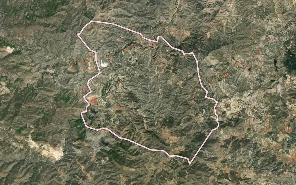Vista satélite de Albánchez con su contorno administrativo