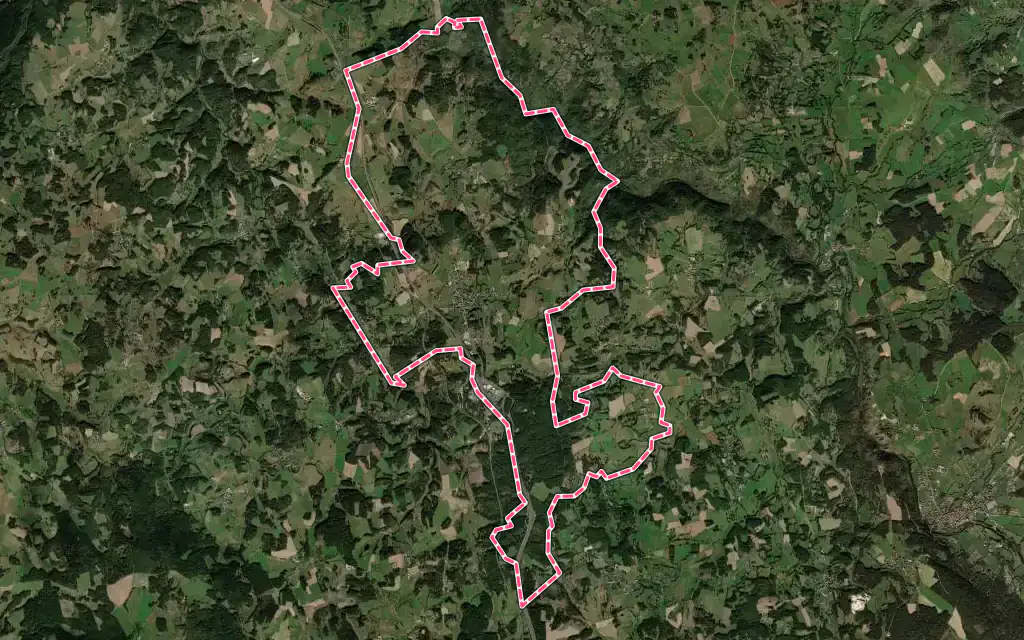 Vue satellite de Albaret-Sainte-Marie avec ses contours administratifs