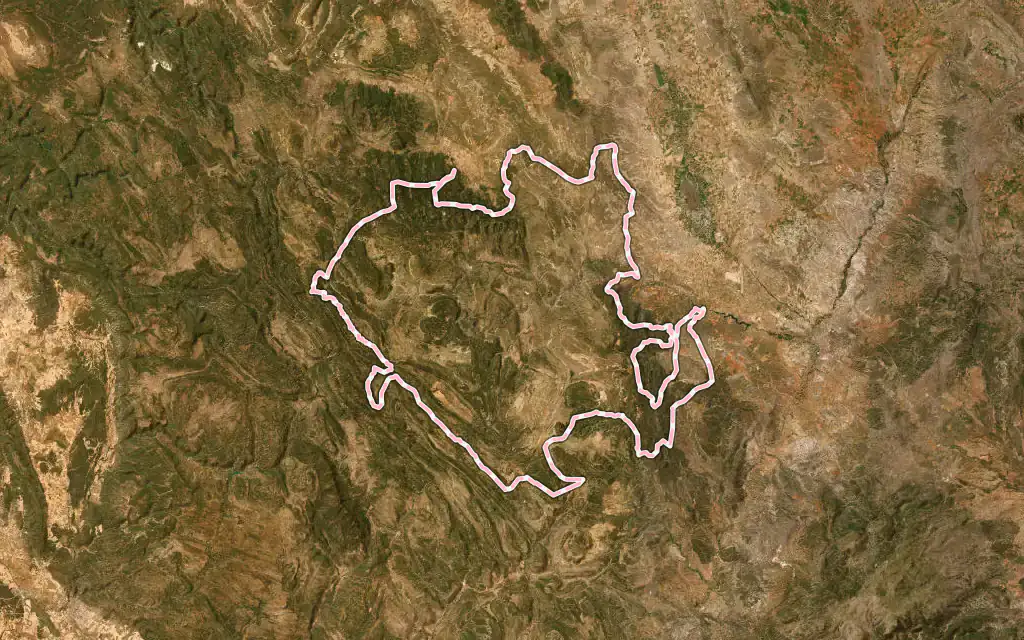 Vista satélite de Albarracín con su contorno administrativo