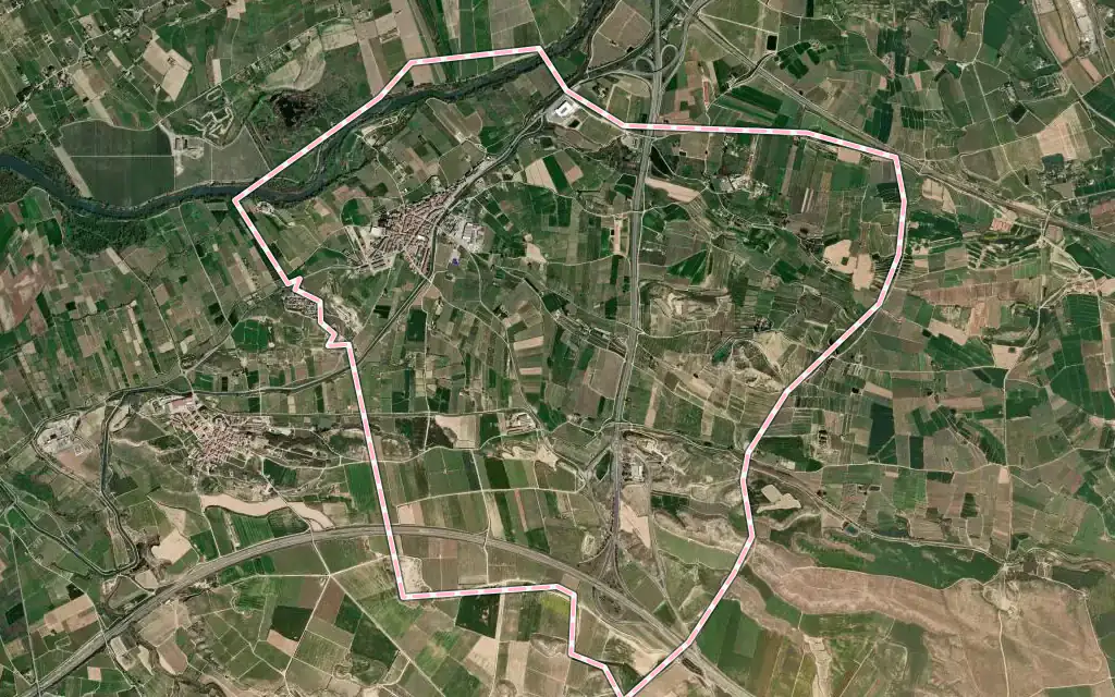 Vista satélite de Albatàrrec con su contorno administrativo