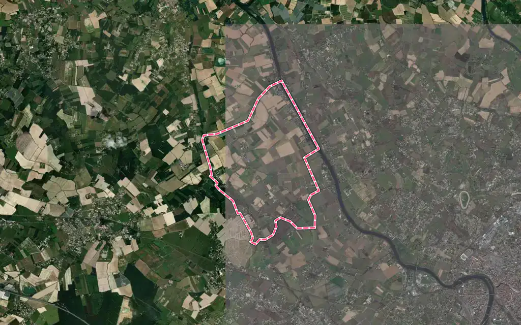 Vue satellite de Albefeuille-Lagarde avec ses contours administratifs