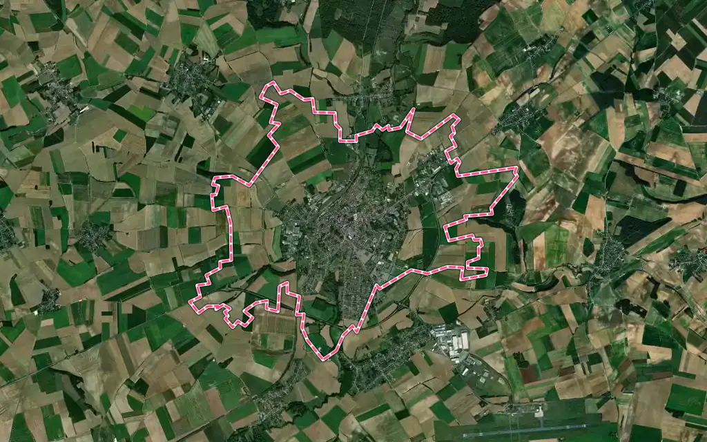 Vue satellite de Albert avec ses contours administratifs