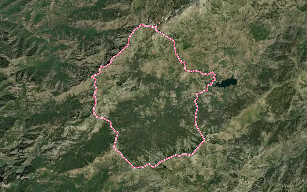 Vue satellite de Albertacce avec ses contours administratifs