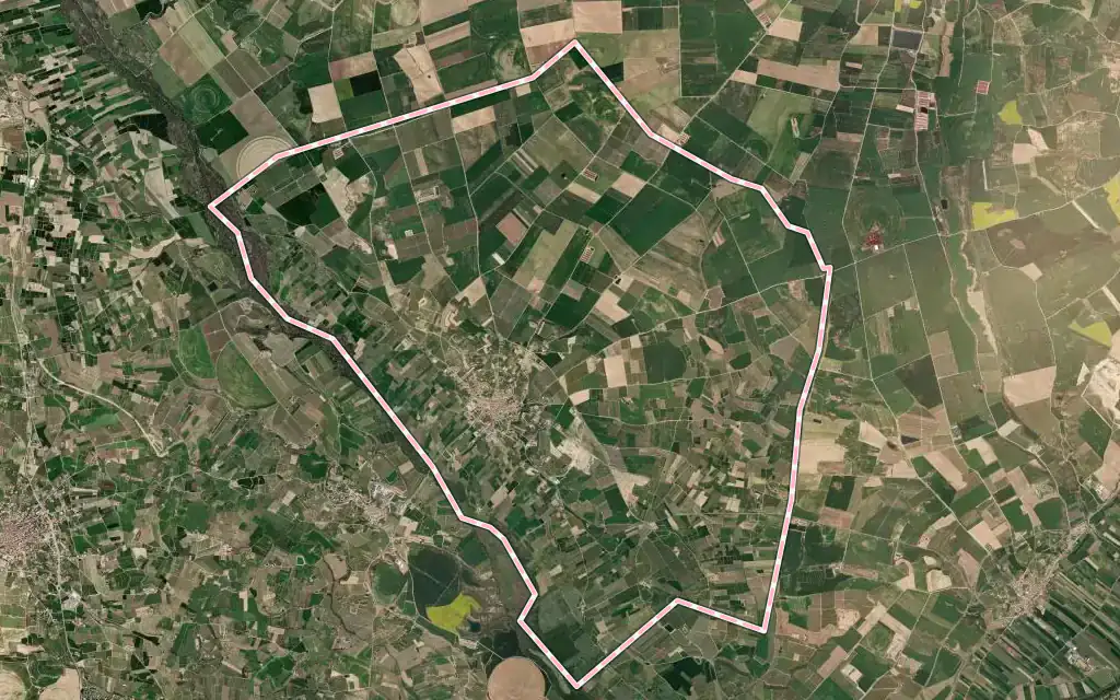Vista satélite de Albesa con su contorno administrativo