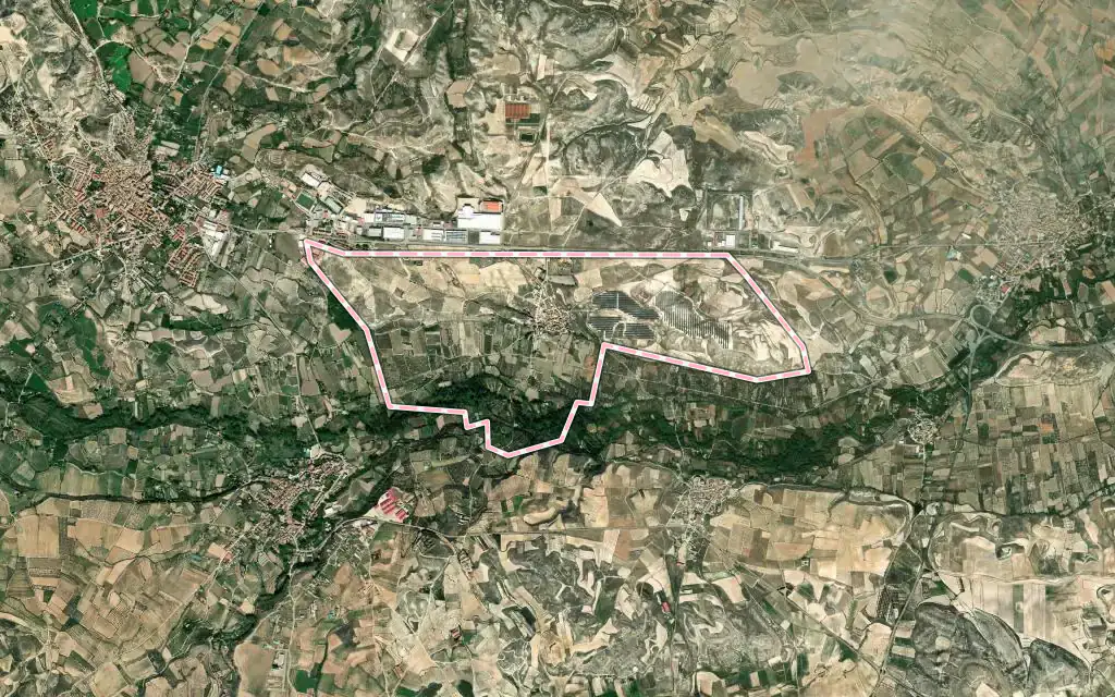 Vista satélite de Albeta con su contorno administrativo