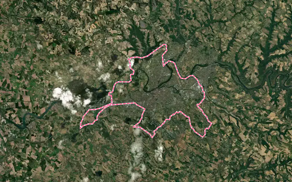 Vue satellite de Albi avec ses contours administratifs