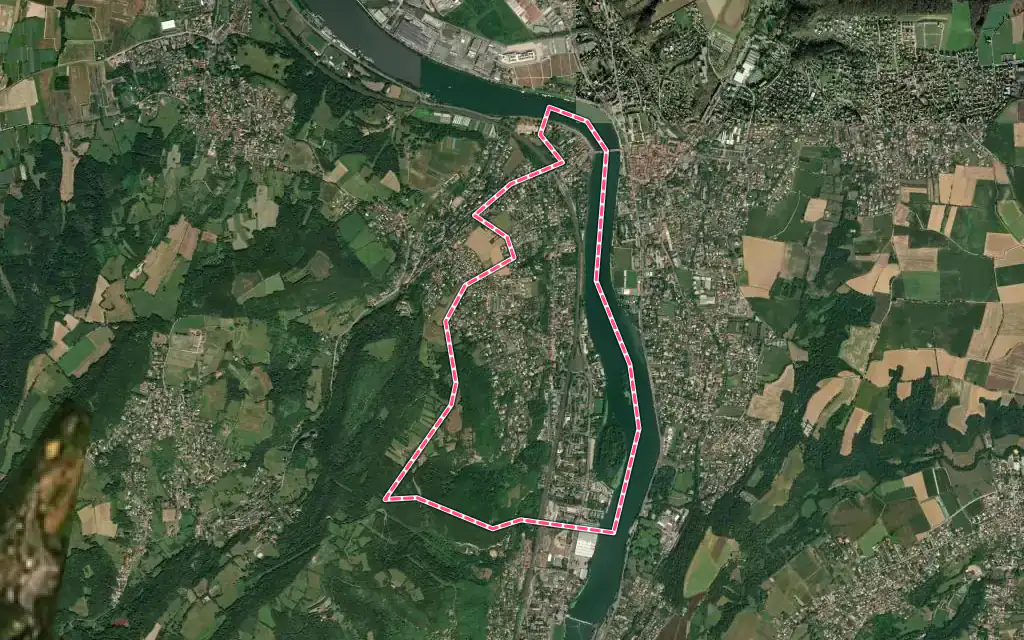 Vue satellite de Albigny-sur-Saône avec ses contours administratifs