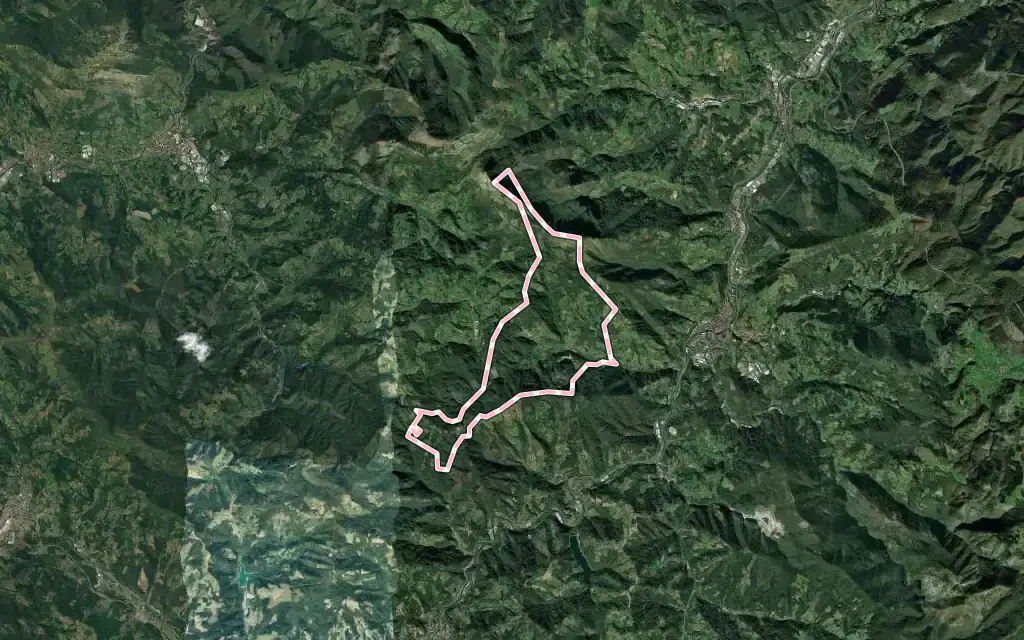 Vista satélite de Albiztur con su contorno administrativo