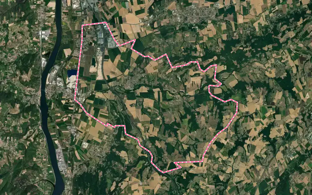 Vue satellite de Albon avec ses contours administratifs