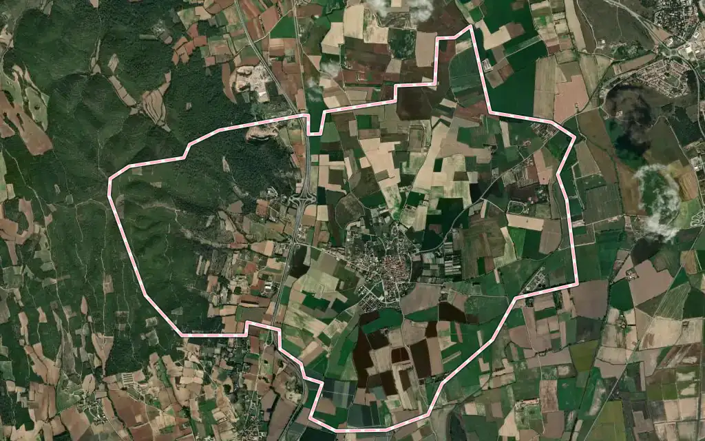 Vista satélite de Albons con su contorno administrativo