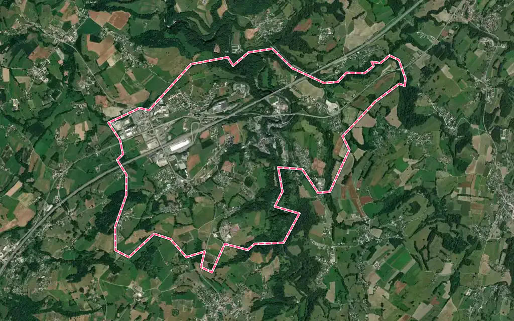 Vue satellite de Alby-sur-Chéran avec ses contours administratifs