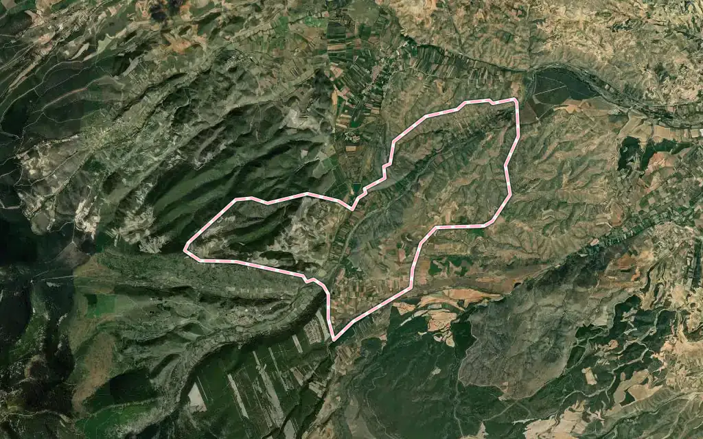 Vista satélite de Alcalá de Moncayo con su contorno administrativo