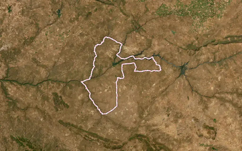Vista satélite de Alcántara con su contorno administrativo