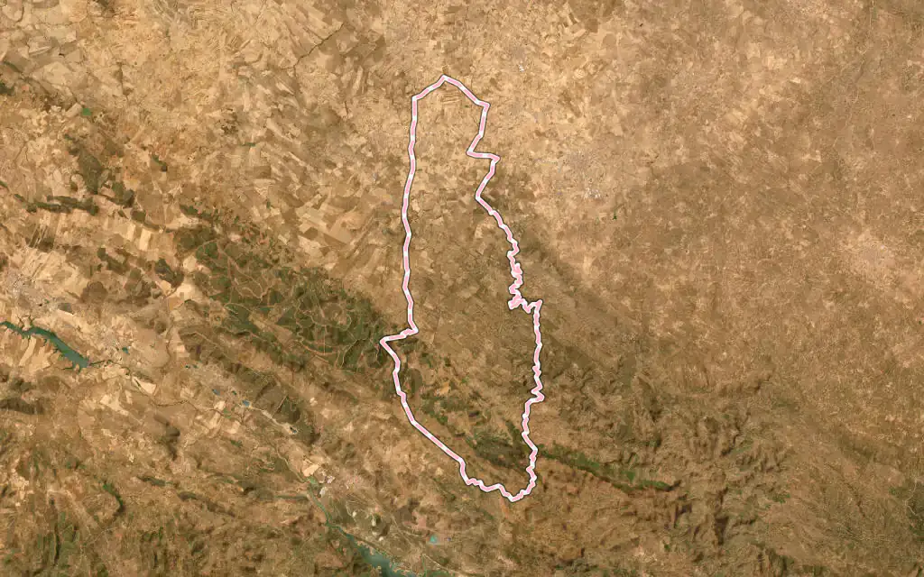 Vista satélite de Alcaracejos con su contorno administrativo