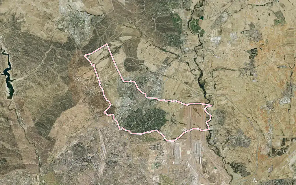 Vista satélite de Alcobendas con su contorno administrativo