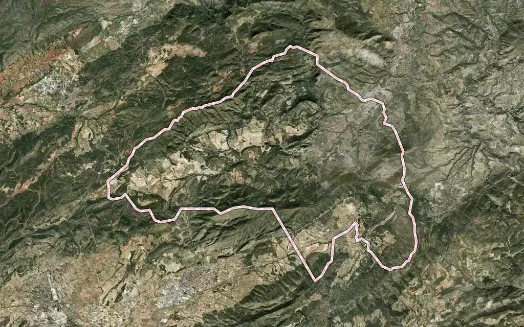 Vista satélite de Alcoi / Alcoy con su contorno administrativo