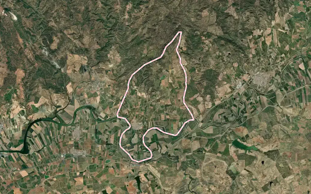 Vista satélite de Alcolea del Río con su contorno administrativo