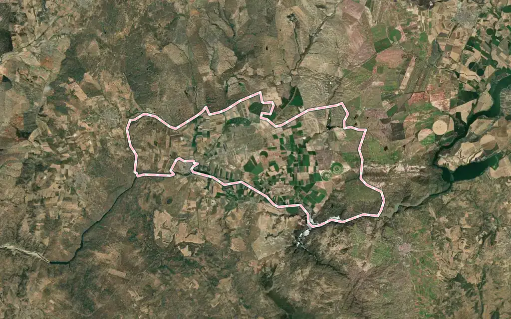 Vista satélite de Alcolea de Tajo con su contorno administrativo
