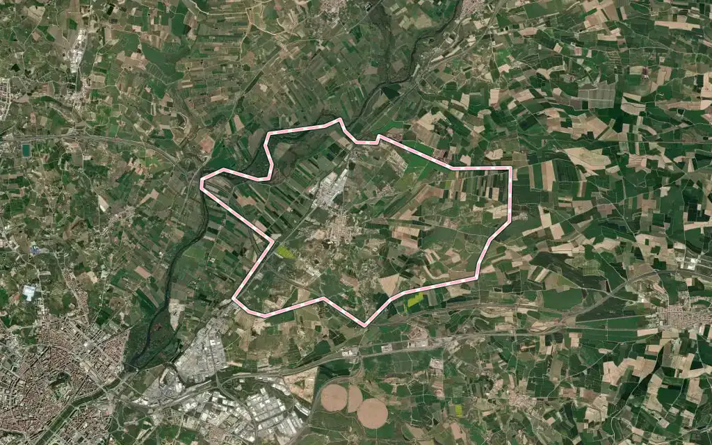Vista satélite de Alcoletge con su contorno administrativo