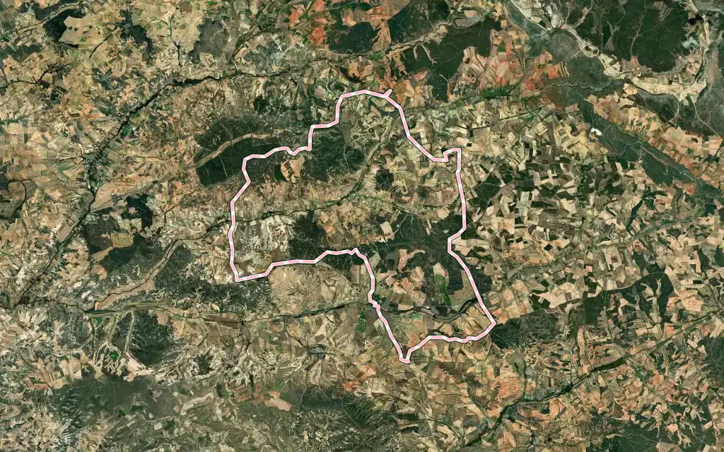 Vista satélite de Alcubilla de Avellaneda con su contorno administrativo
