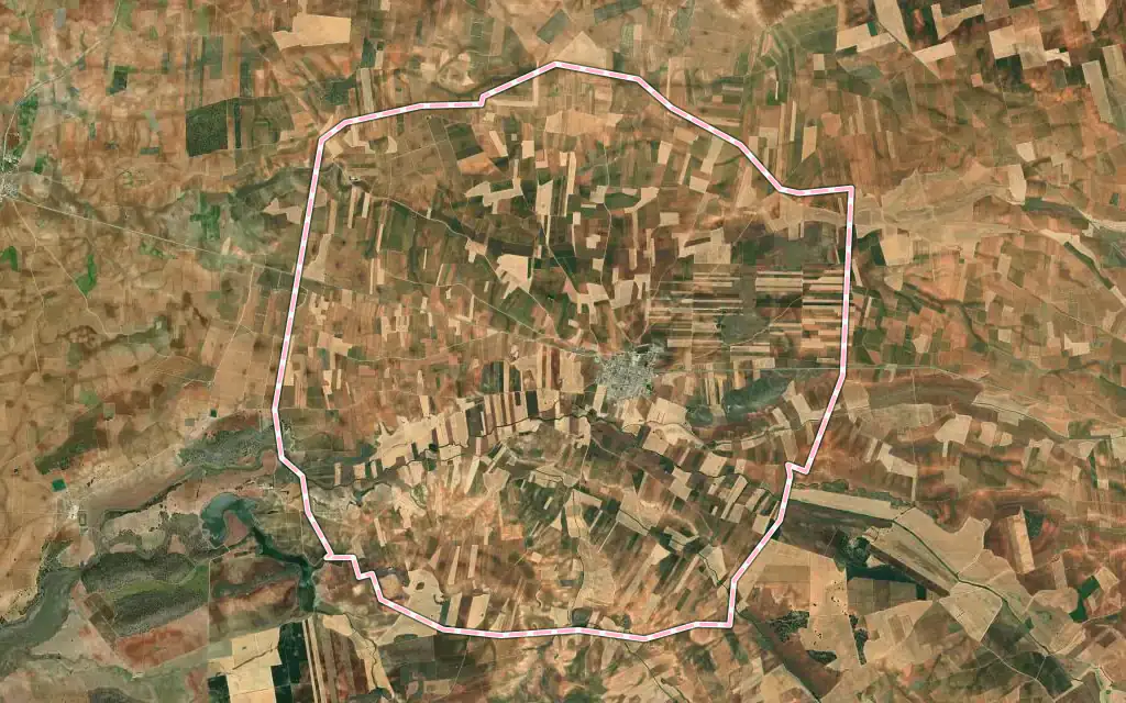 Vista satélite de Alcubillas con su contorno administrativo