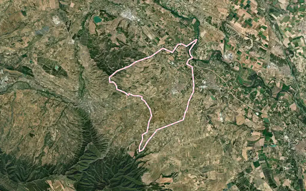 Vista satélite de Aldeanueva de Ebro con su contorno administrativo