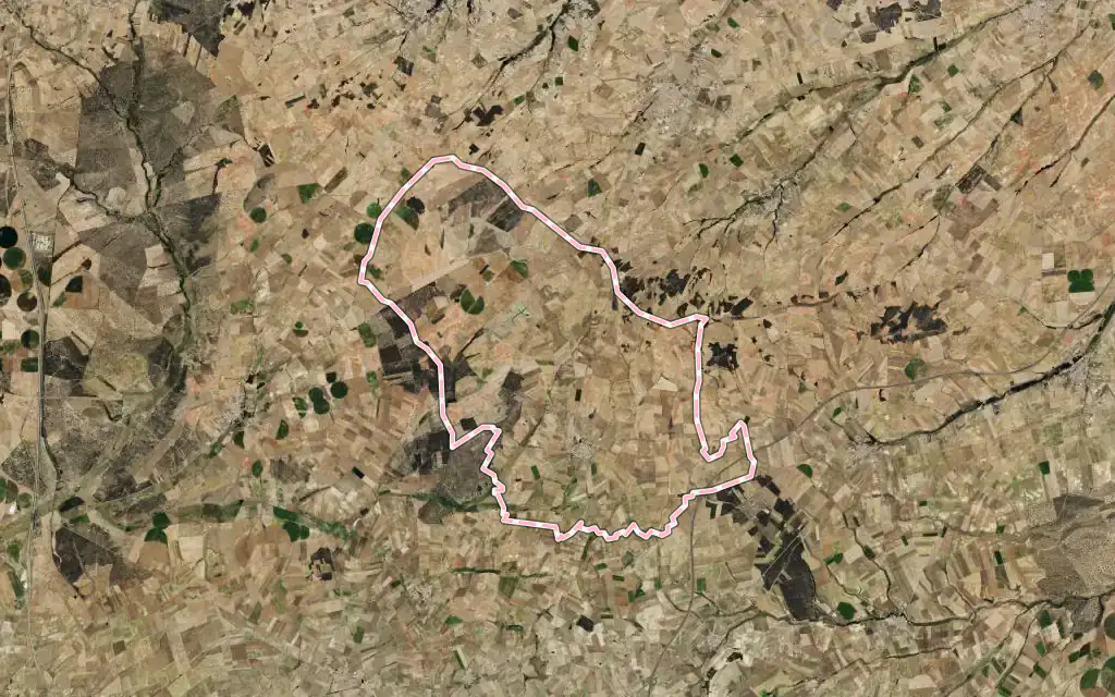Vista satélite de Aldeanueva de Figueroa con su contorno administrativo