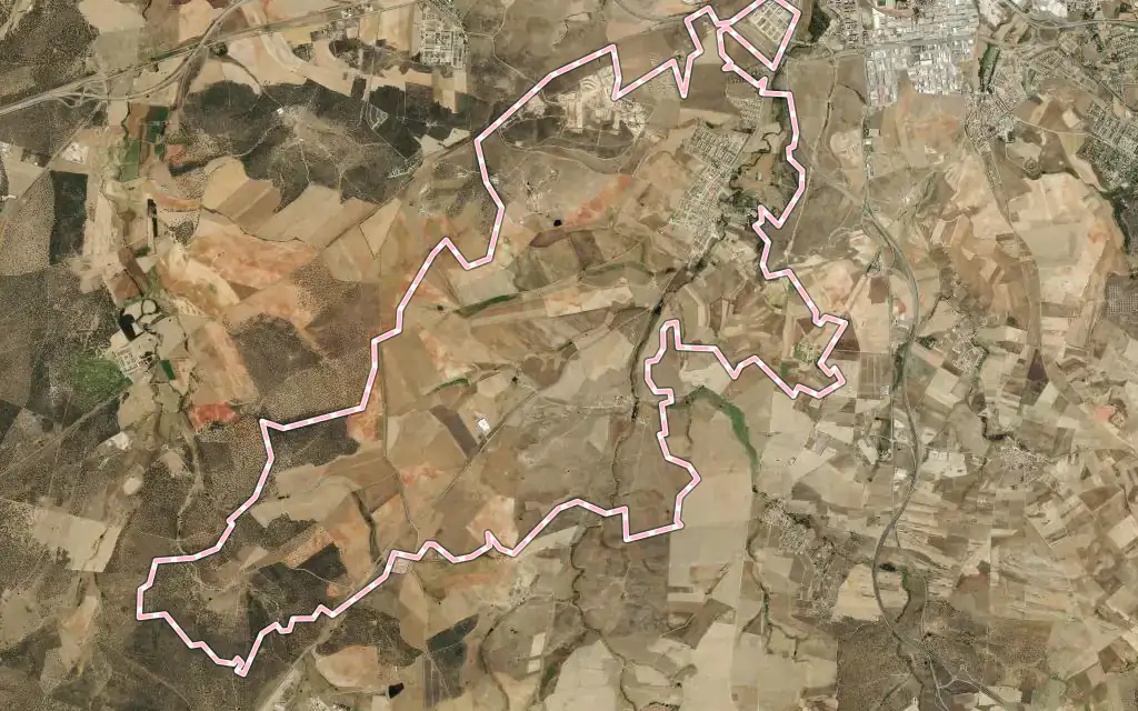 Vista satélite de Aldeatejada con su contorno administrativo