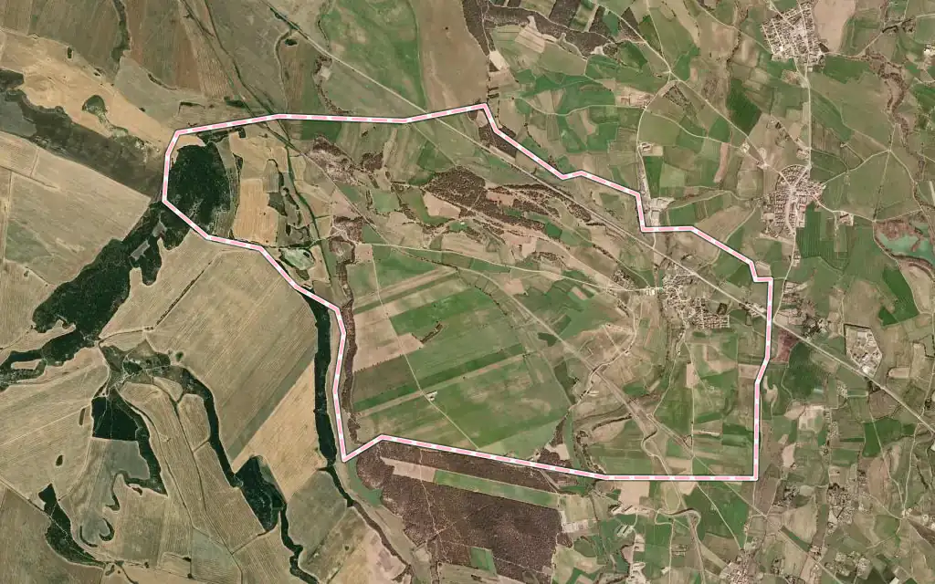 Vista satélite de Alerre con su contorno administrativo