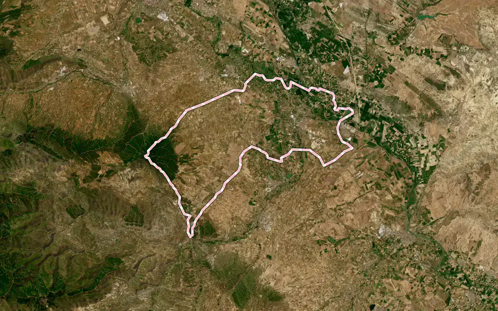 Vista satélite de Alfaro con su contorno administrativo
